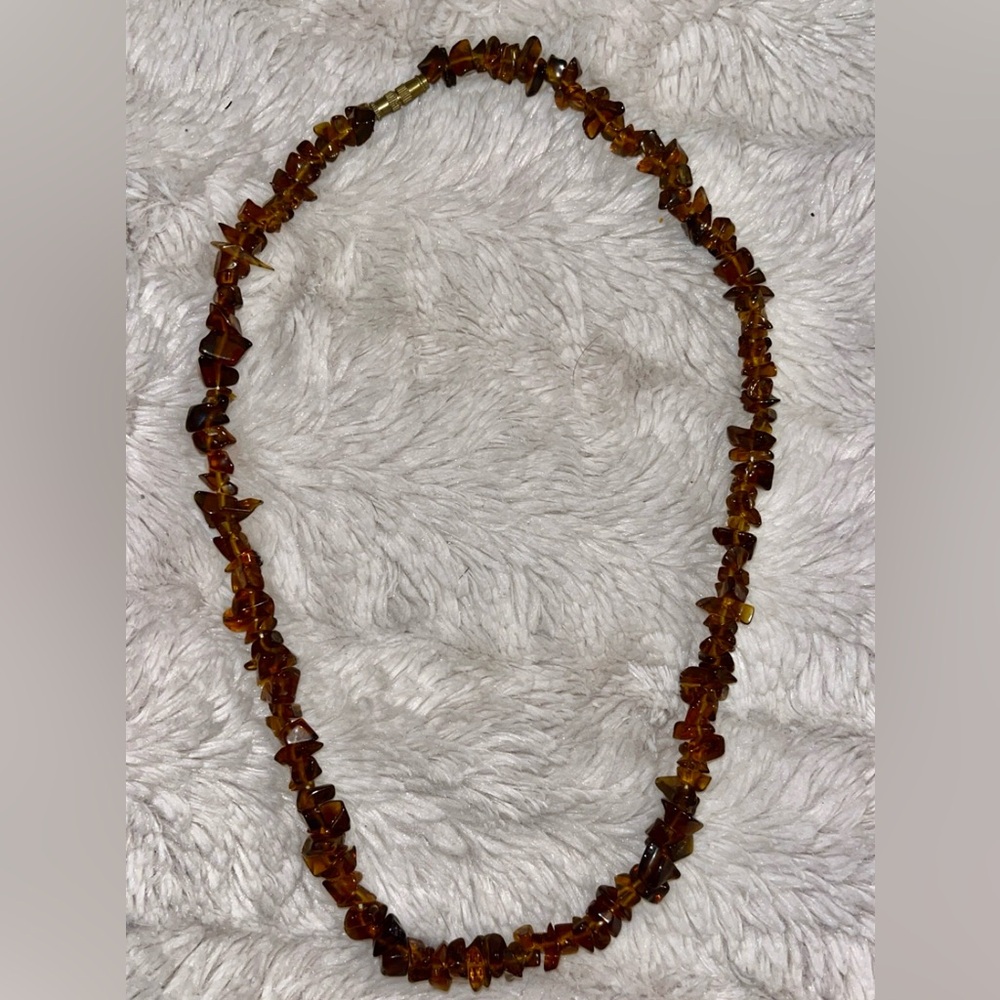 Vintage Amber Graduated Nugget Necklace